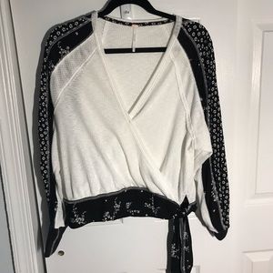 Free People Cross and Tie Shirt with Funky Sleeves